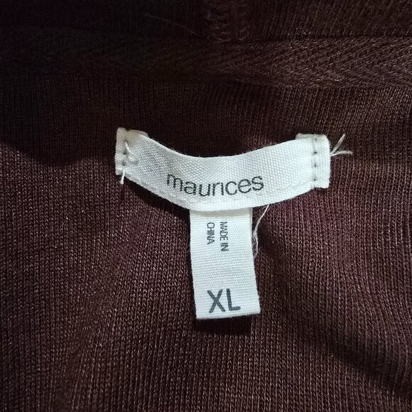 Maurices Ribbed Knit Pullover Tunic Hoodie Snap Detail Burgundy Size XL - Picture 6 of 7